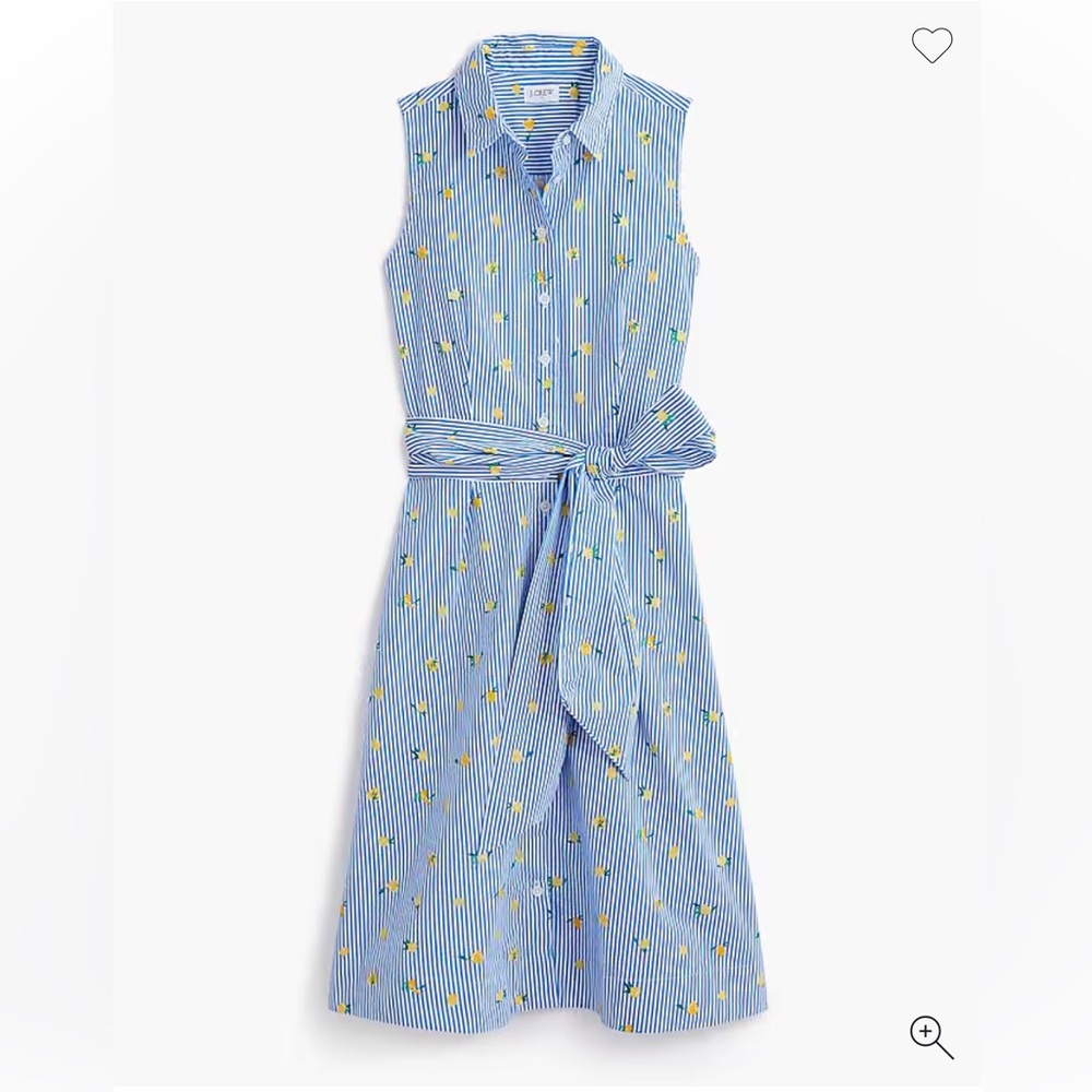J. Crew Factory Lemon-print sleeveless tie-waist shirtdress, 2